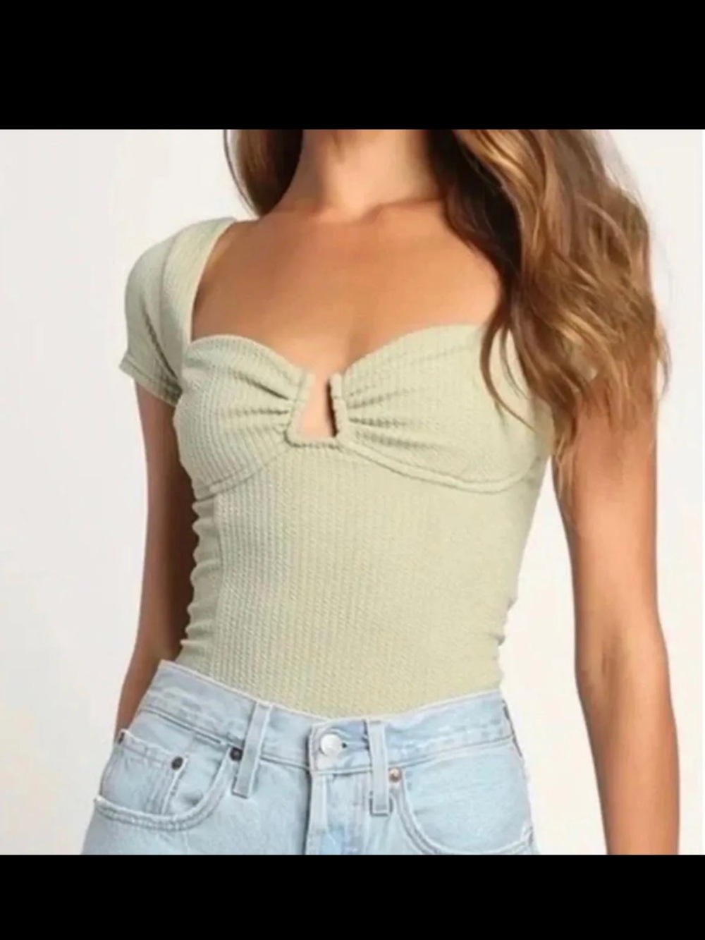 Lulu's Sage Green Sweetheart Bodysuit